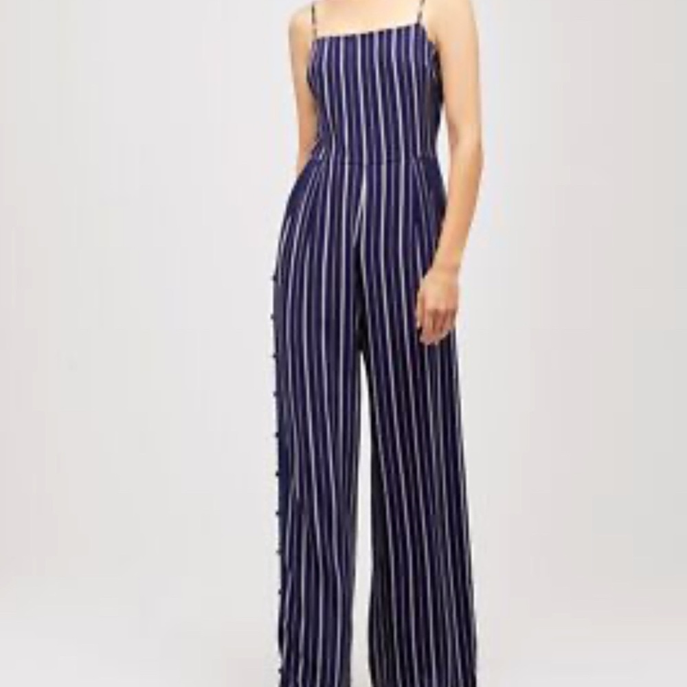 Armani Exchange Navy and White Striped Jumpsuit